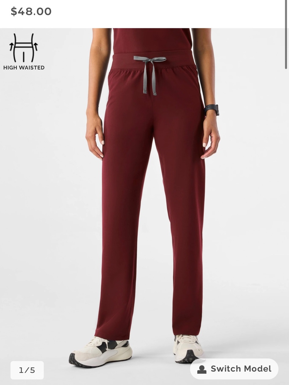 Figs High-Waisted Burgundy Scrub Pants